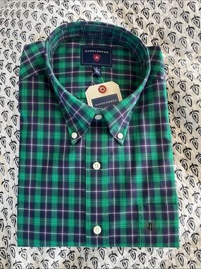 Saddlebreed Green & Navy/Purple Plaid Button-Down Shirt Wrinkle Free